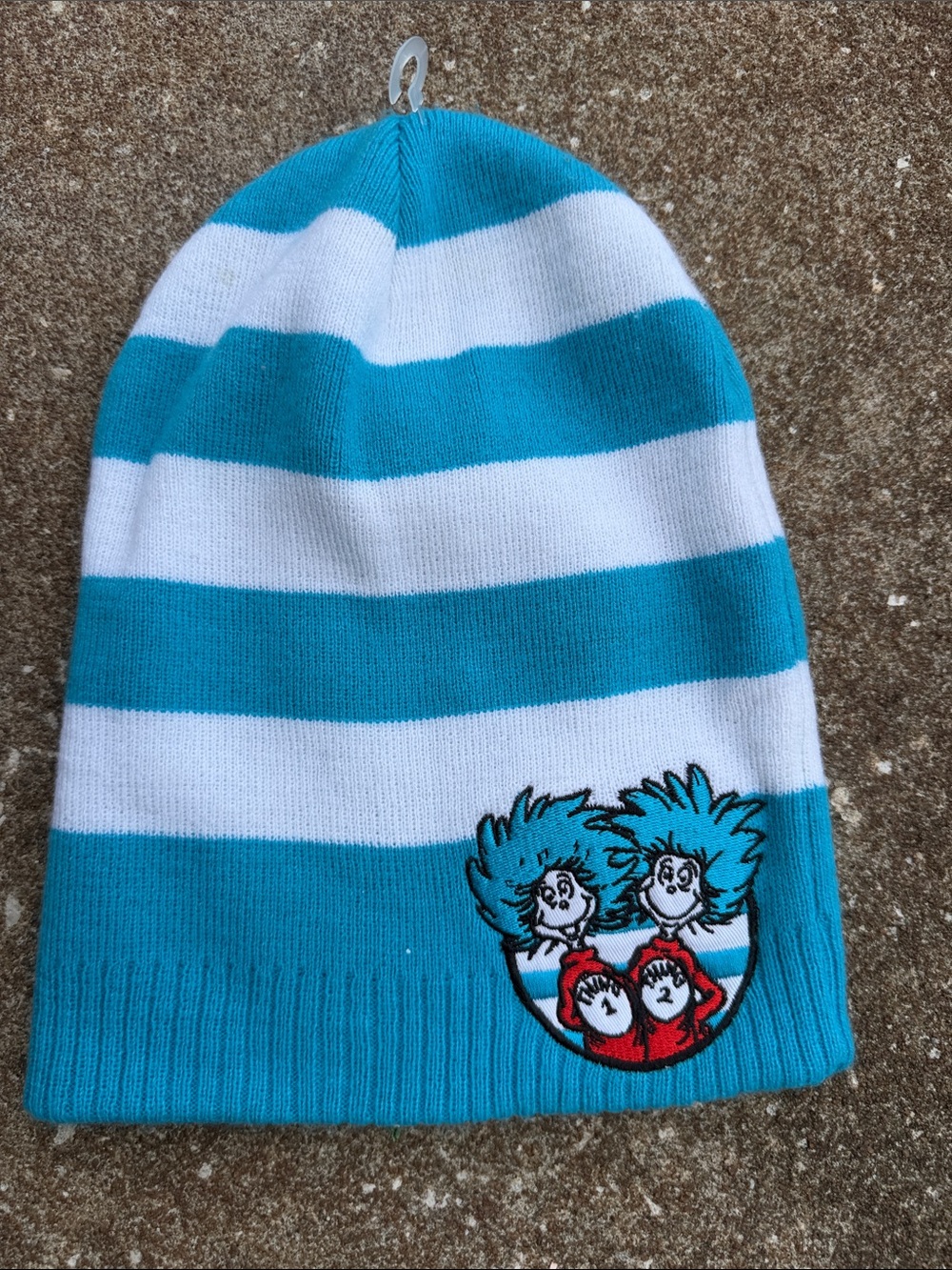Vintage Dr Seuss Striped Thing 1 and Thing 2 Beanie. NWOT